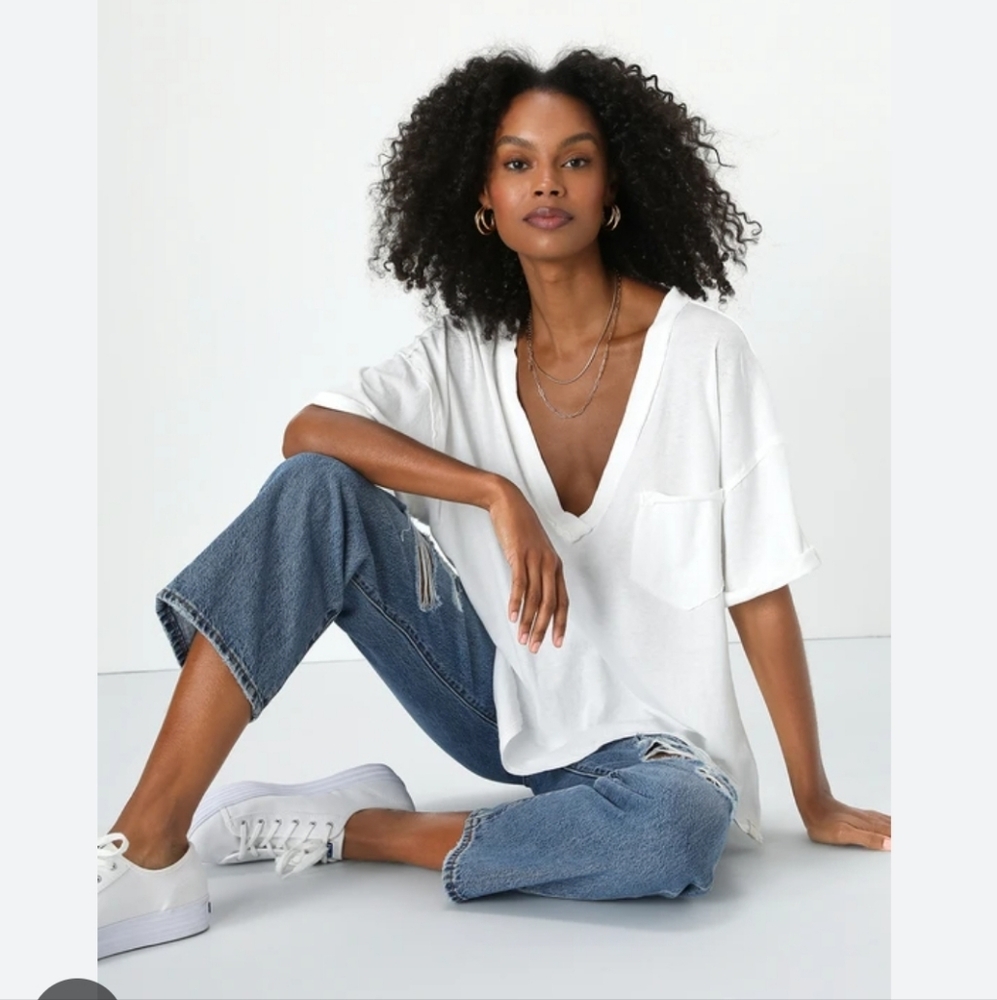 Free People Keep Me White Tee - Picture 2 of 15